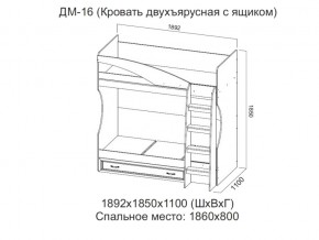 ДМ-16 Кровать двухъярусная с ящиком в Дегтярске - degtyarsk.магазин96.com | фото