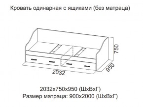 Кровать одинарная с ящиками (Без матраца 0,9*2,0) в Дегтярске - degtyarsk.магазин96.com | фото